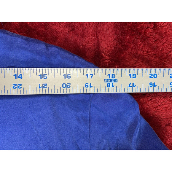 Patrick Petite Collection Size 14 Blue Midi Silk Front Slit Short Sleeve Dress - Picture 14 of 16